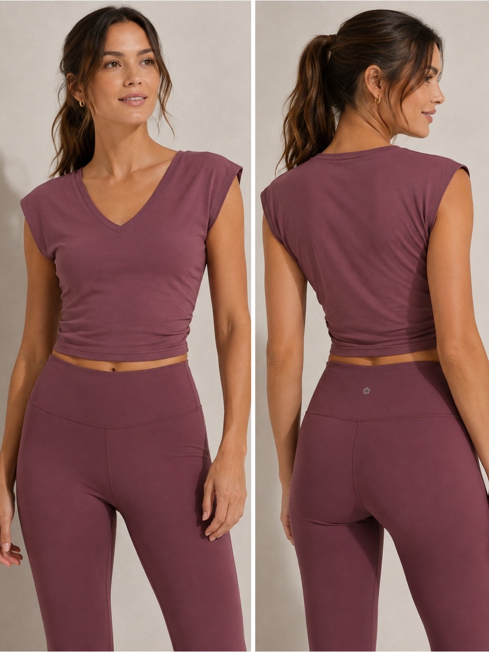 Athleta Vita Free Cropped Tee Transcend Plum Crop Top size Medium - Picture 1 of 7
